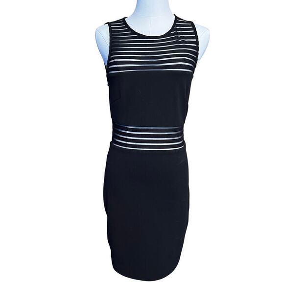 Lulus Dresses & Skirts - Lulu's Black Panel Dress. Round Neck, Sheer Panels, Fitted. Size Small